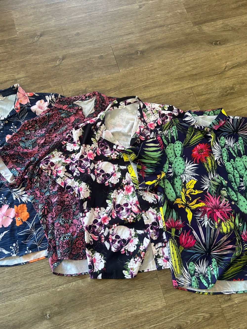 All 4 Men’s XL polyester colorful button shirts